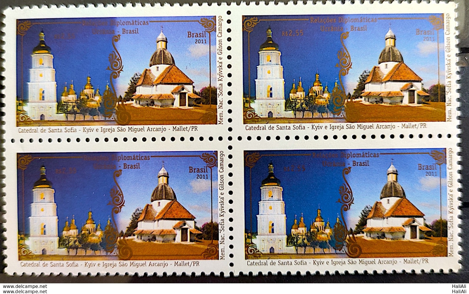 C 3110 Brazil Stamp Diplomatic Relations Ukraine Church Religion 2011 Block Of 4 - Neufs