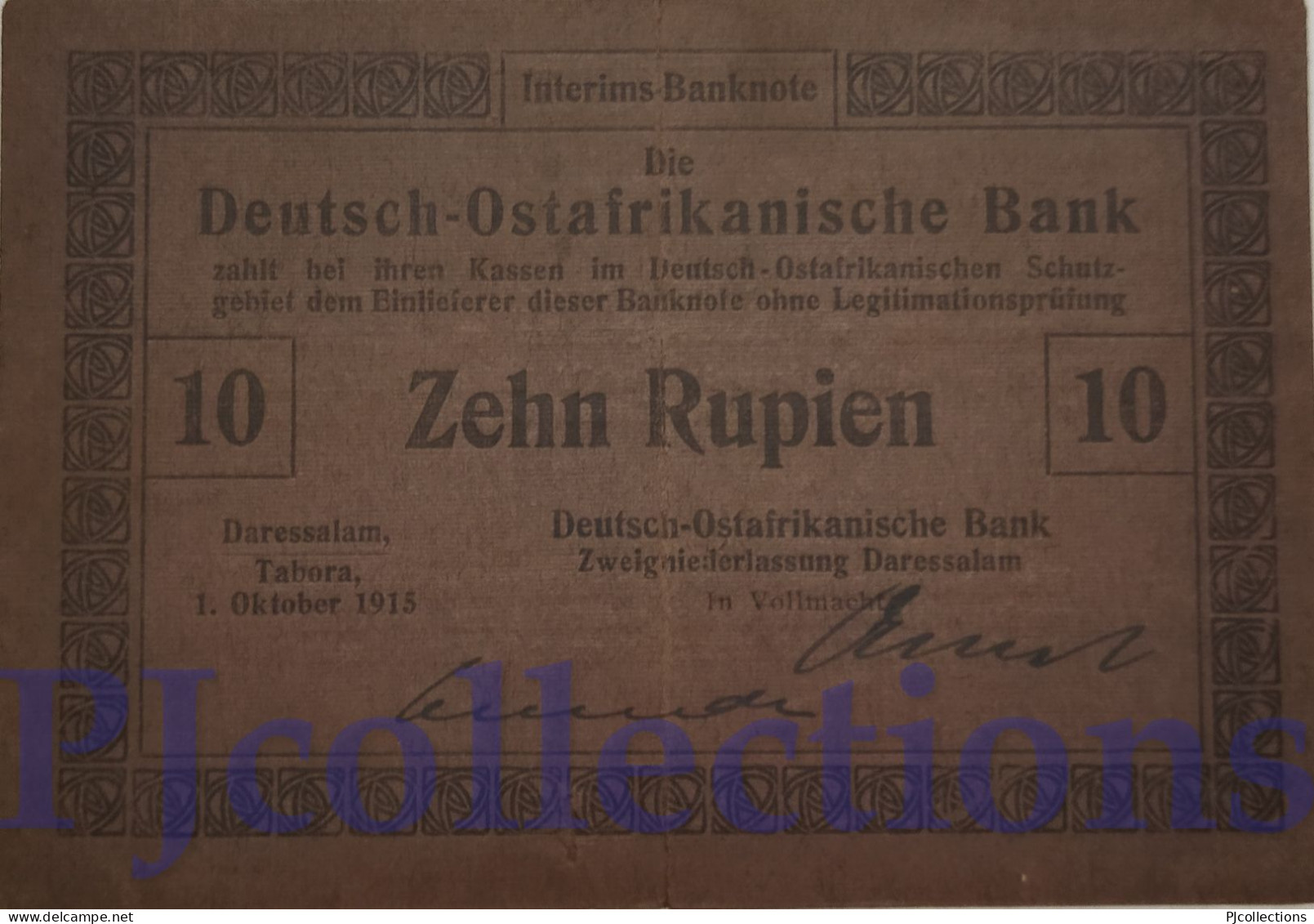 GERMAN EAST AFRICA 10 RUPIEN 1915 PICK 38a XF RARE - Deutsch-Suedwestafrika