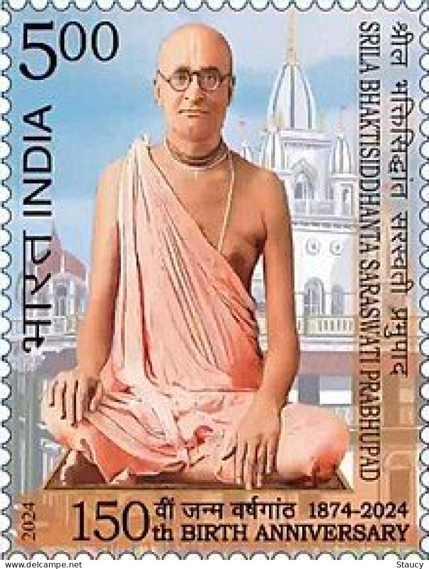 India 2024 150th BIRTH ANNIVERSARY Of Srila Bhaktisiddhanta Sarasvati Prabhupad 1v Stamp MNH As Per Scan - Ungebraucht