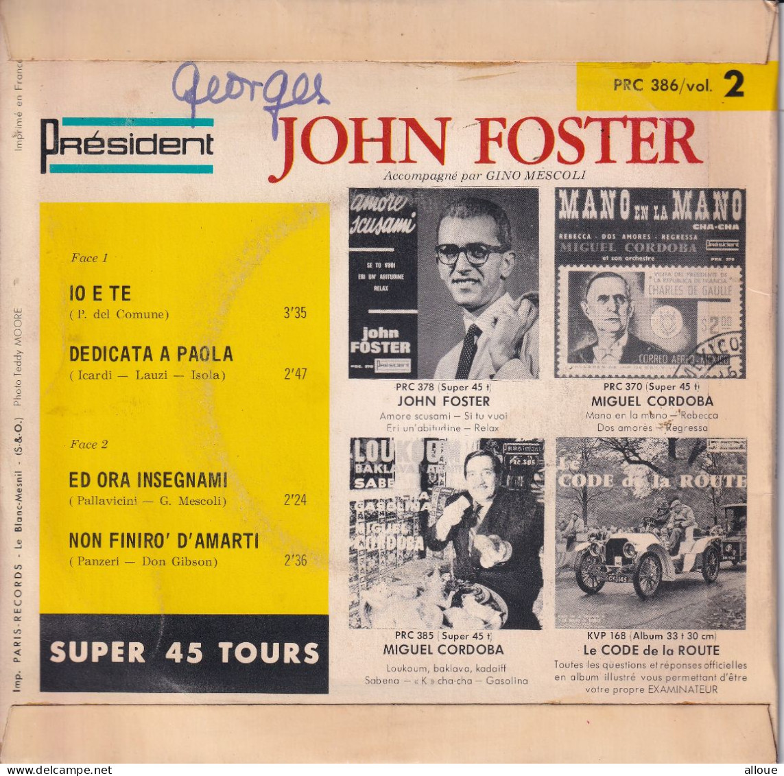 JOHN FOSTER - FR EP - IO E TE + 3 - Sonstige - Italienische Musik