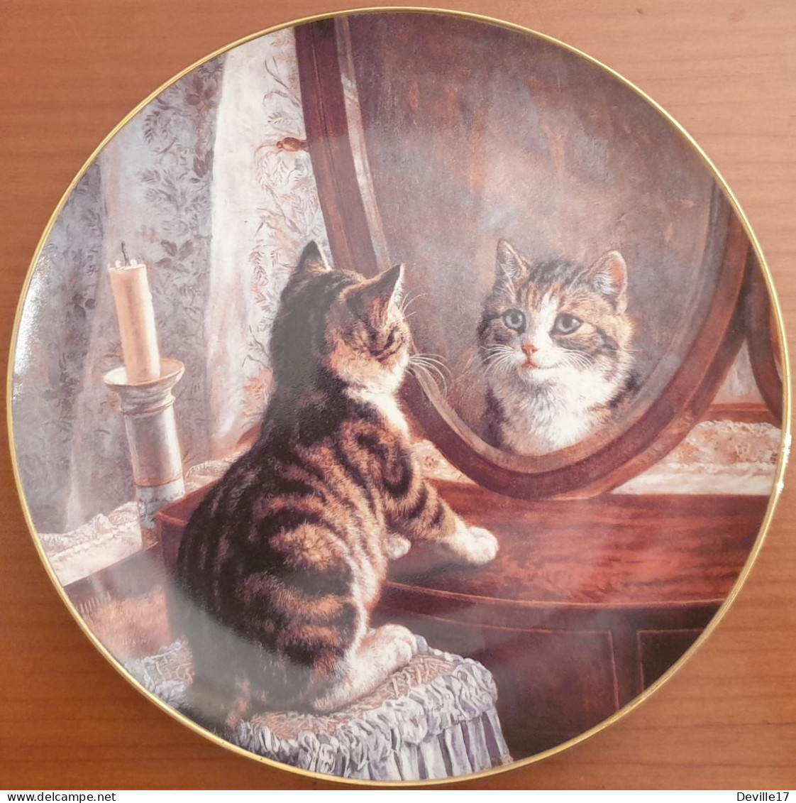 ASSIETTE DECORATIVE "CHAT DANS UN MIROIR" 1991 PICTURE PERFECT BY FRANCK PATON LIMITED EDITION N° A 3858 - Unclassified