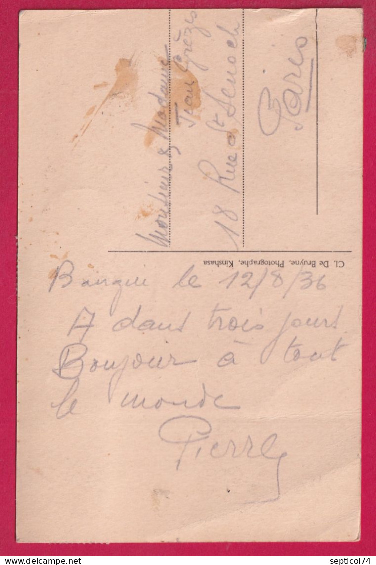 CARTE POSTALE PAR AVION BANGUI OUBANGUI CHARI 1936 POUR PARIS LETTRE - Lettres & Documents