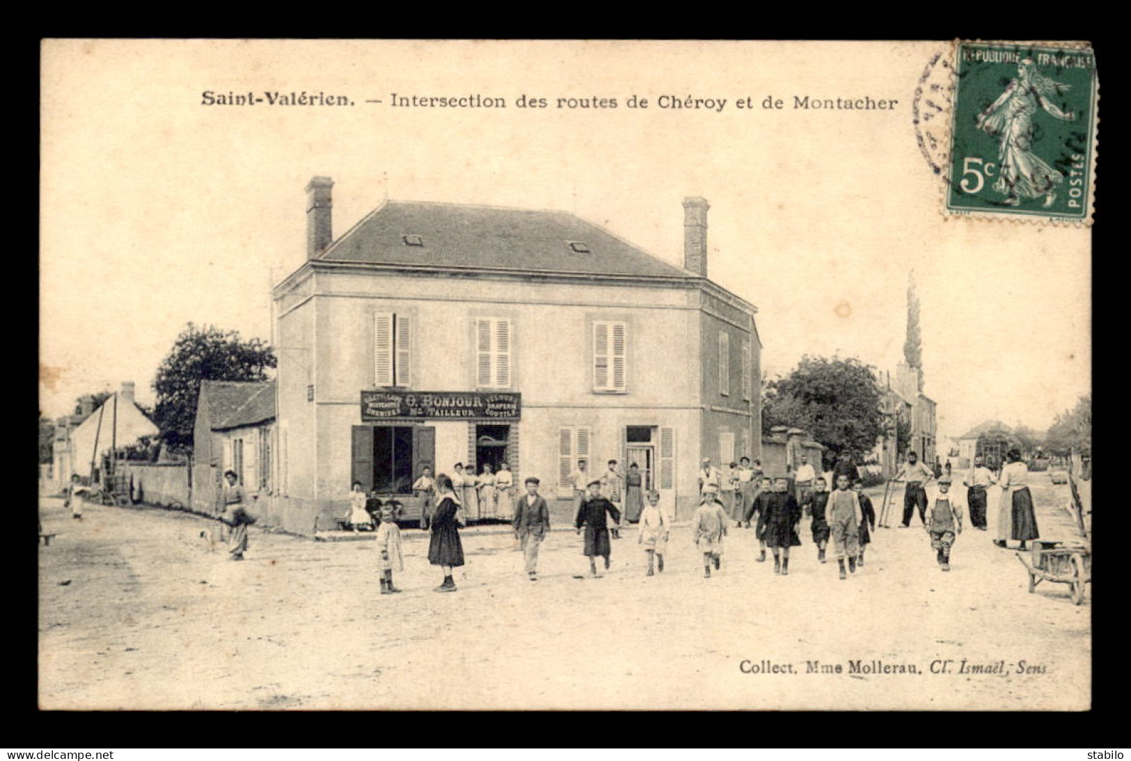 89 - ST-VALERIEN - INTERSECTION DES ROUTES DE CHEROY ET DE MONTACHER - O. BONJOUR, TAILLEUR - Saint Valerien