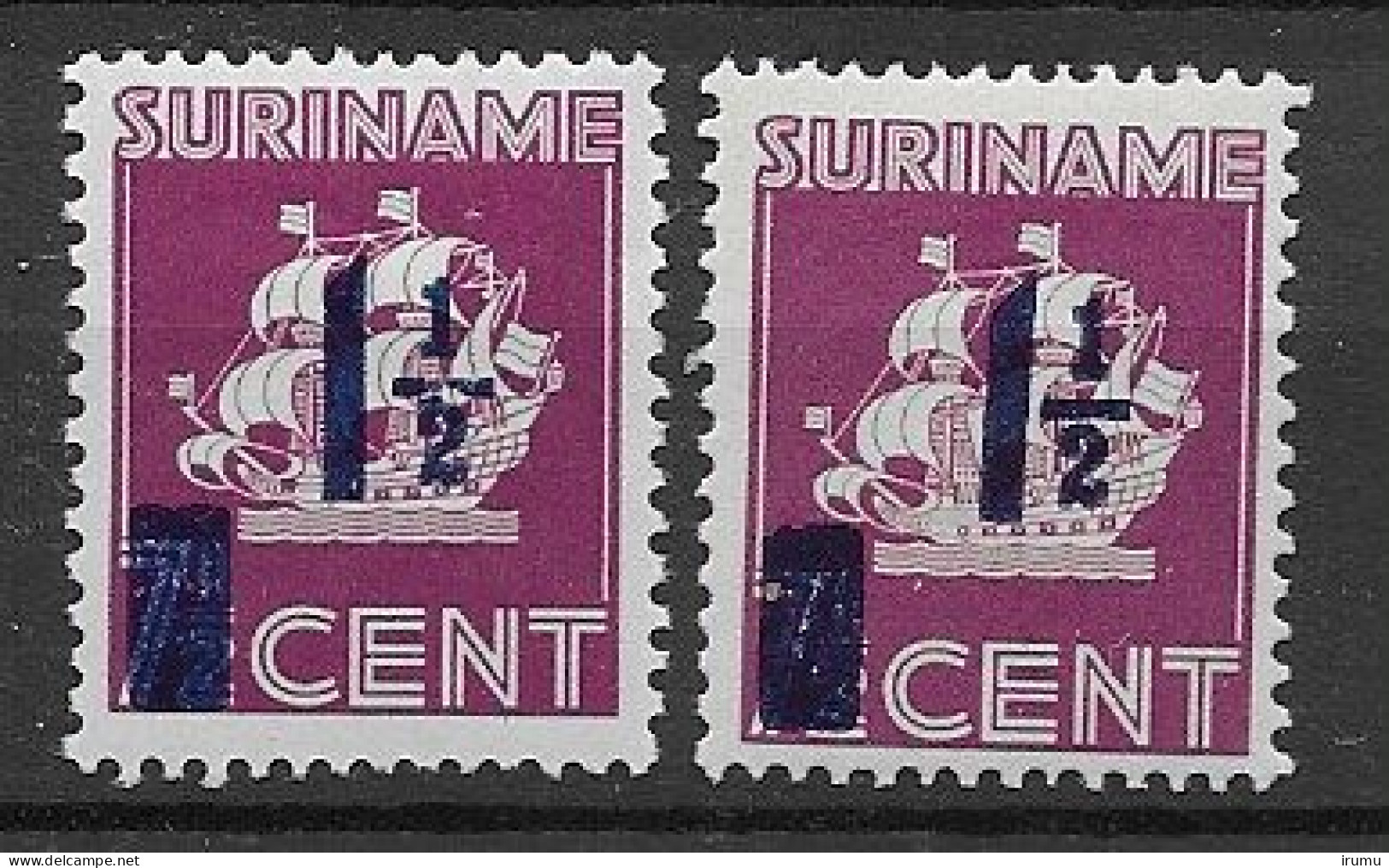 Suriname 1947, NVPH 245 En Afwijking, Kw 3.5 EUR (SN 2661) - Surinam ... - 1975