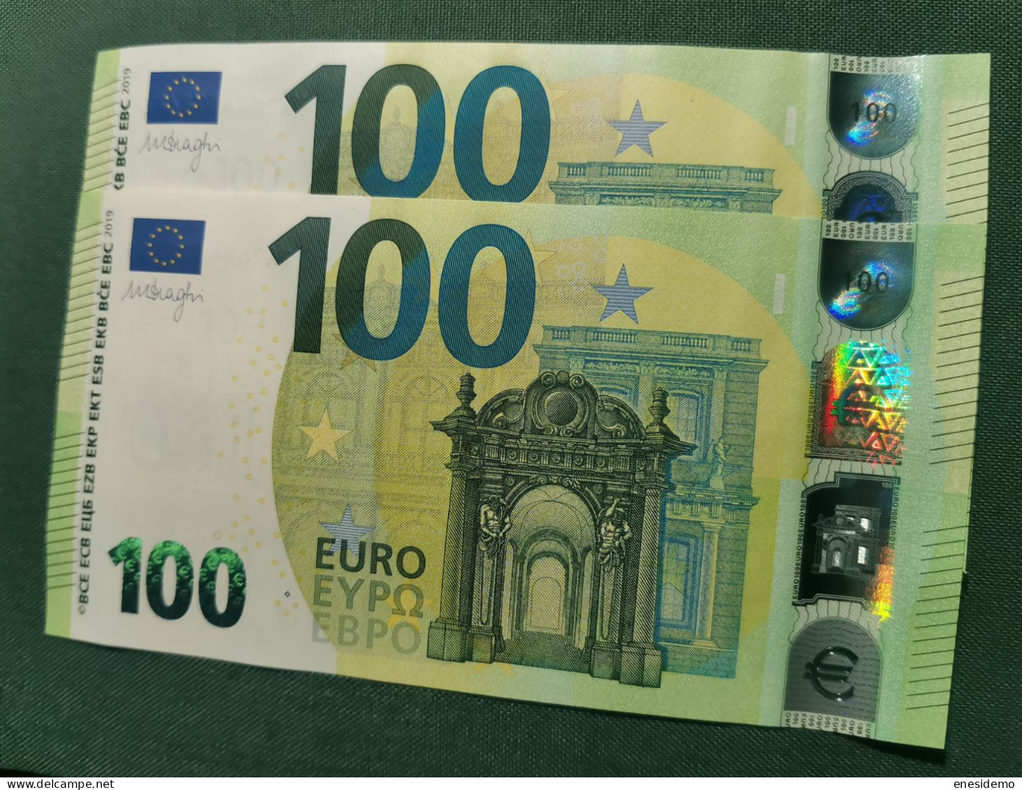 100 EURO SPAIN 2019  DRAGHI V003A1 VA CORRELATIVE COUPLE SC UNCIRCULATED  PERFECT - 100 Euro