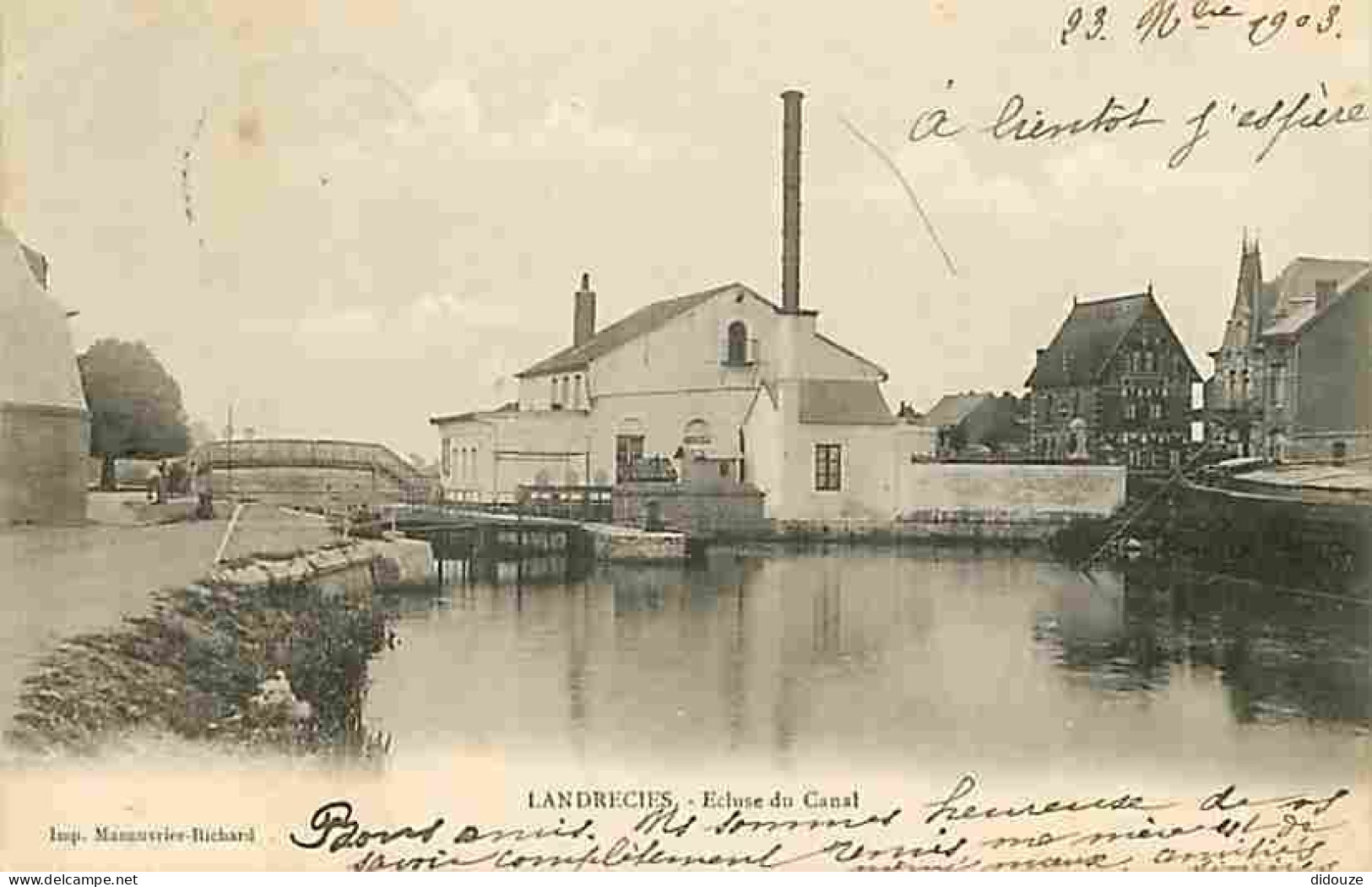 59 - Landrecies - Ecluse Du Canal - Précurseur - CPA - Oblitération Ronde De 1903 - Voir Scans Recto-Verso - Landrecies