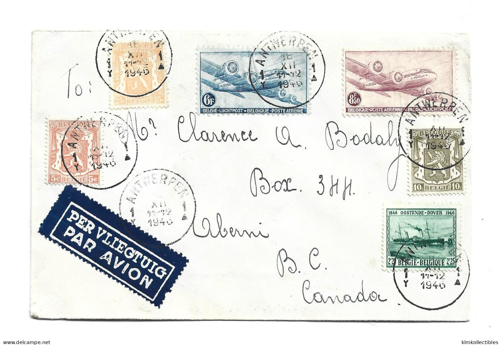 DENMARK DANMARK - 1946 AIRMAIL LUFTPOST COVER TO CANADA - Aéreo