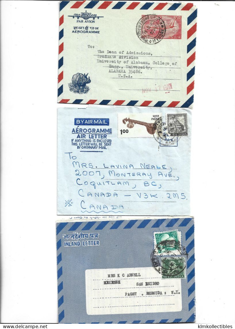 INDIA - LOT OF 3 AEROGRAMME AIRMAIL - Poste Aérienne