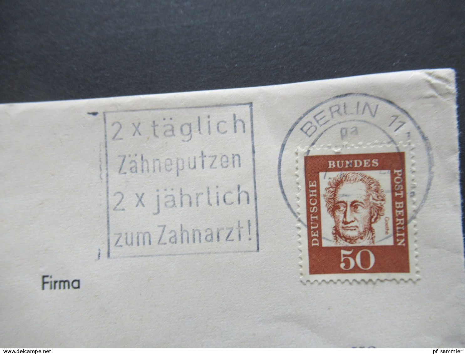 Berlin (West) Bedeutende Deutsche Nr.208 EF Umschlag W.O. Köhler Maschinen Technisches Büro Berlin 37 Zehlendorf - Storia Postale