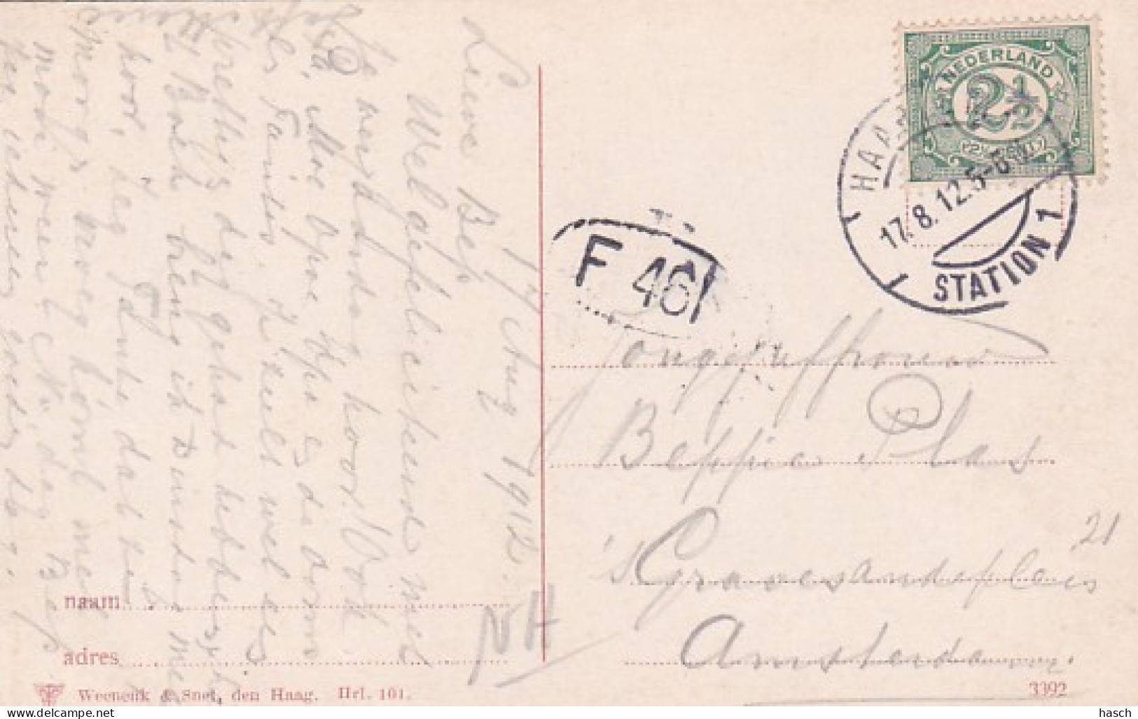 3765	70	Haarlem, Kleine Houtweg (poststempel 1912) - Haarlem