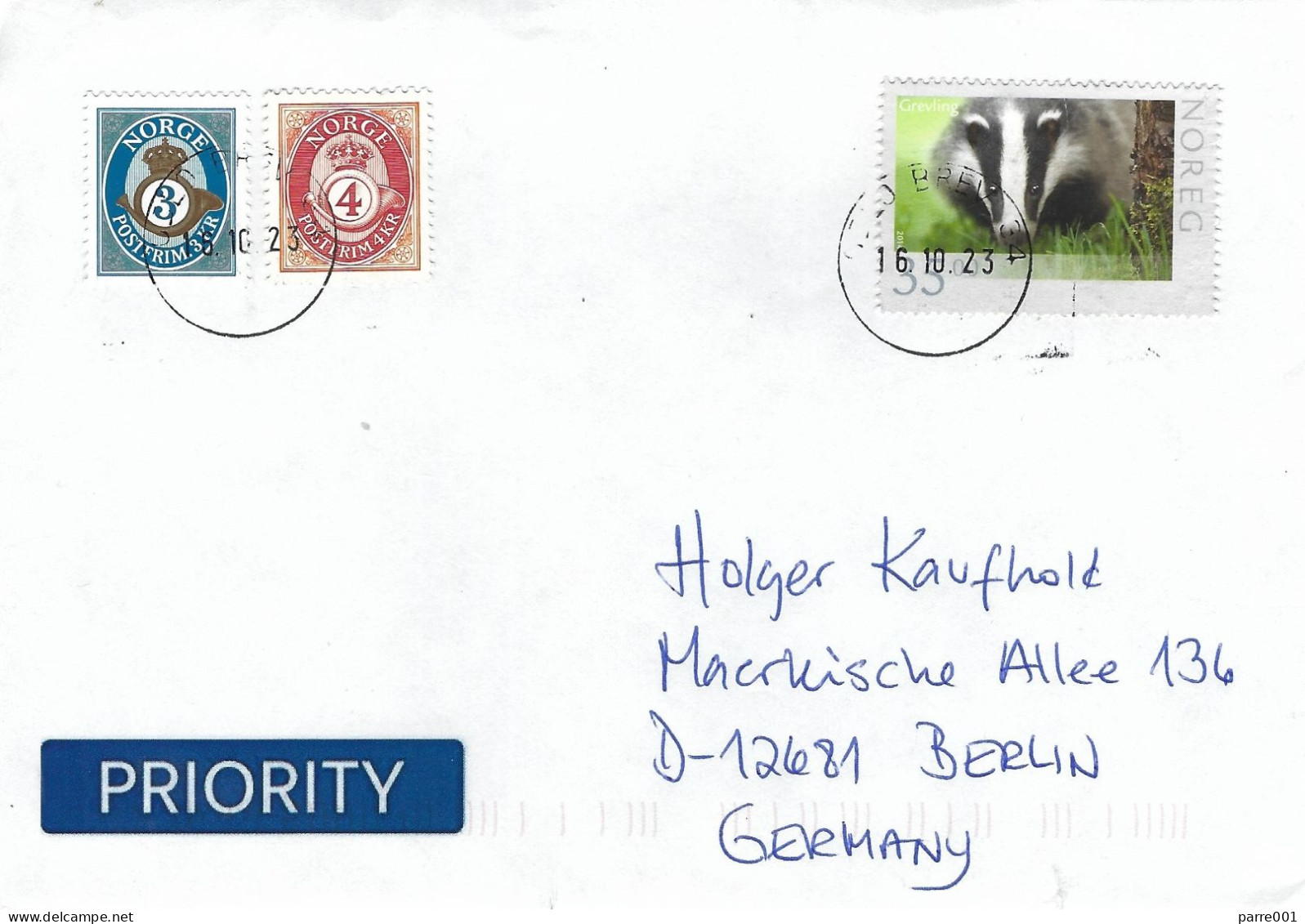 Norway 2023 Oslo European Badger Meles Meles Cover - Briefe U. Dokumente