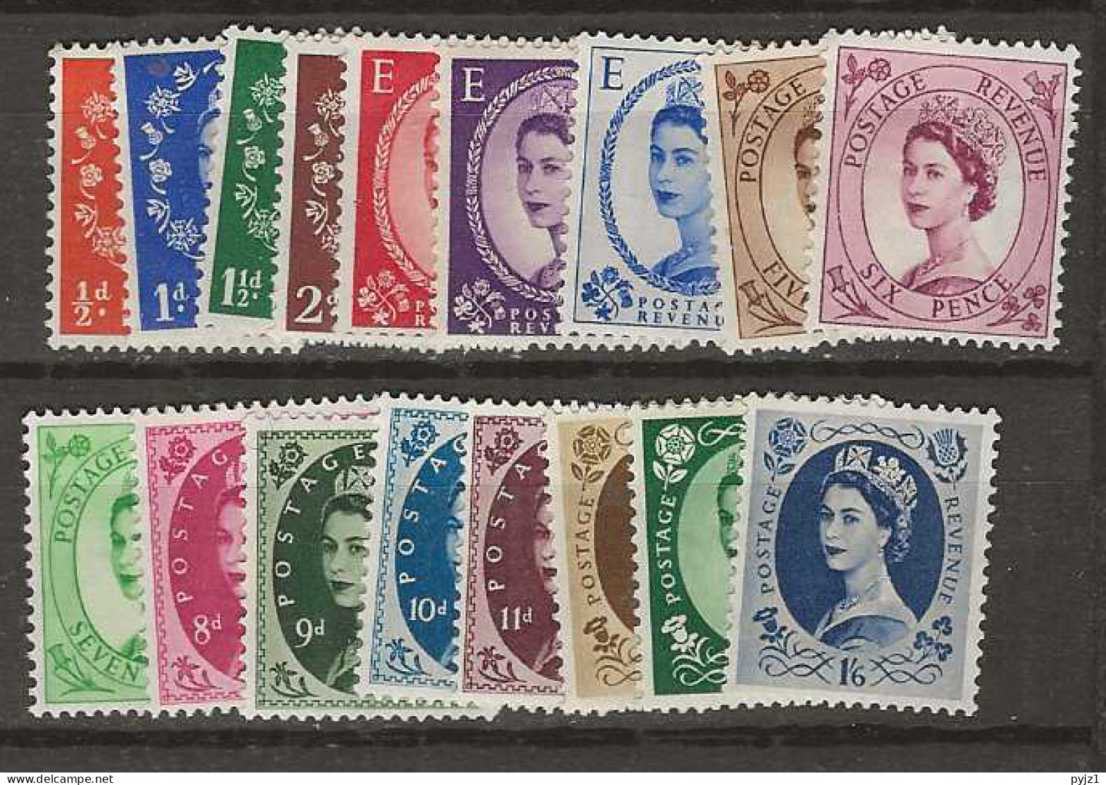 1952 MNH Great Britain Mi 257-75 (wml Tudor Crown) Postfris** - Neufs