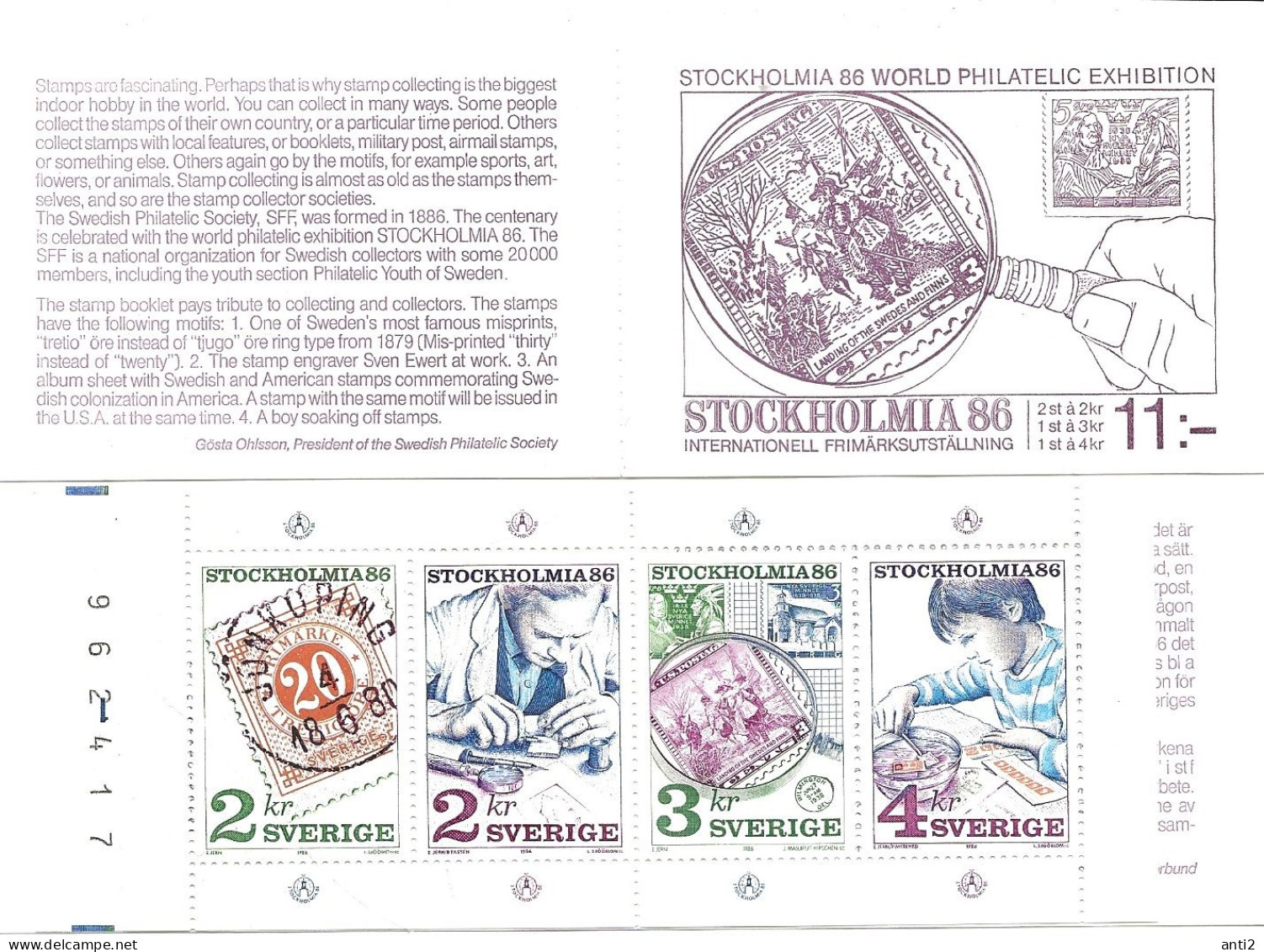 Sweden 1986 Stockholmia '86 Philatelist, Mi 1372-1375 In Booklet 111 MNH**) - Lettres & Documents