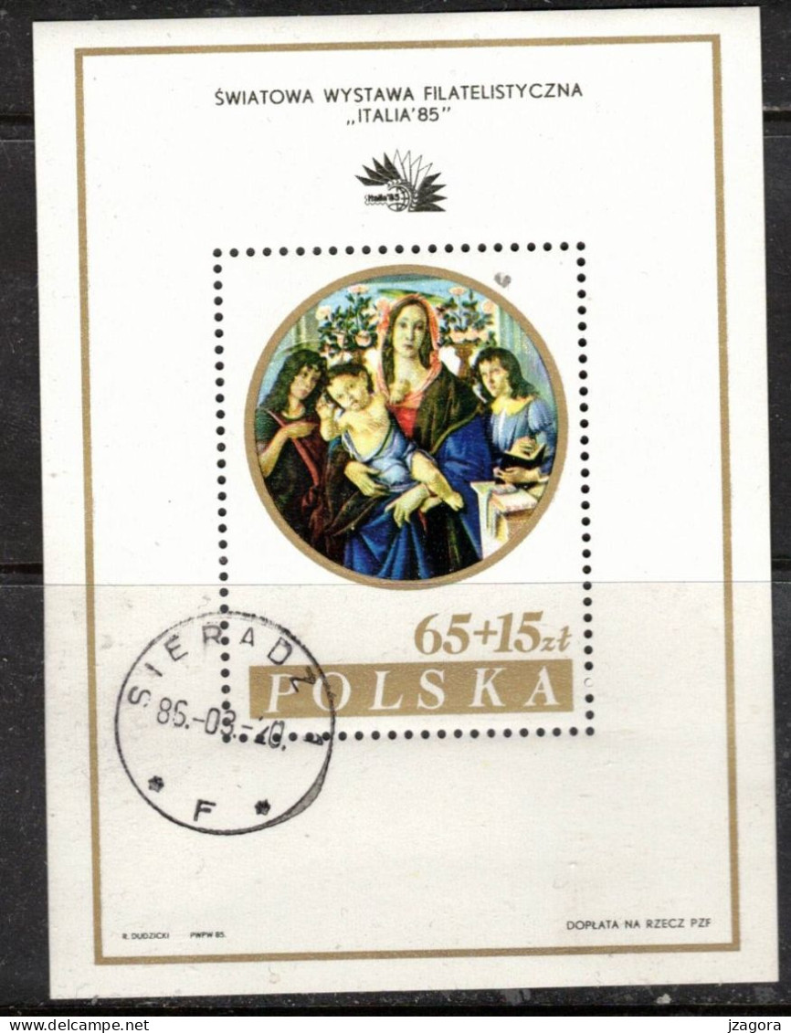 MADONNA PAINTING GEMÄLDE PEINTURE - BOTTICELLI - POLEN POLAND POLOGNE 1985 BL. 89 I ITALIA 85 STAMP EXHIBITIION - Religieux