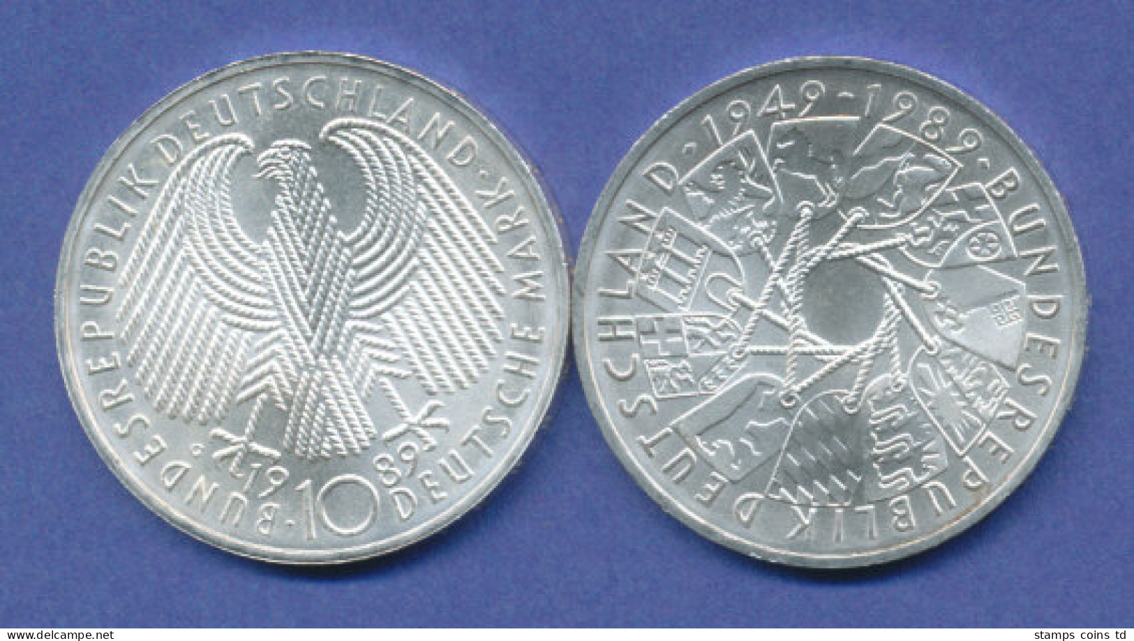 Bundesrepublik 10DM Silber-Gedenkmünze 1989, 40 Jahre Bundesrepublik - 10 Mark