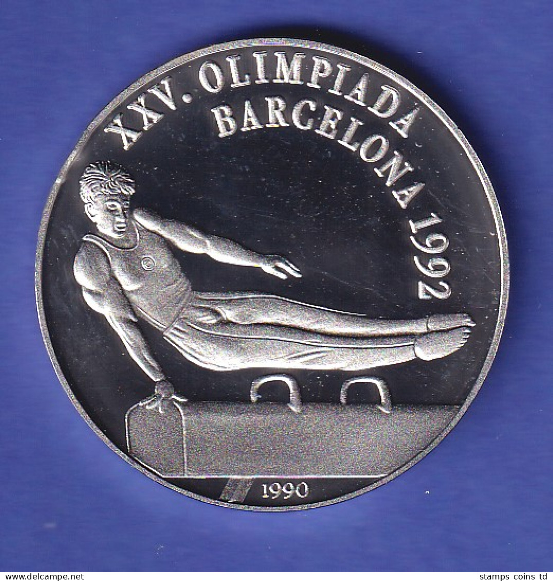 Kuba Silbermünze 10 Pesos Olympiade Barcelona Seitpferd-Turnen 1992 PP - Andere - Amerika