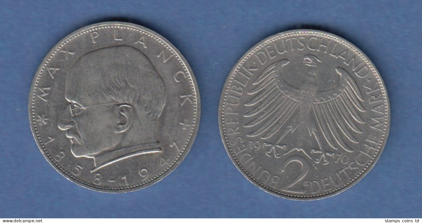 Bundesrepublik Kursmünze 2 Mark Max Planck 1970 G - Autres & Non Classés