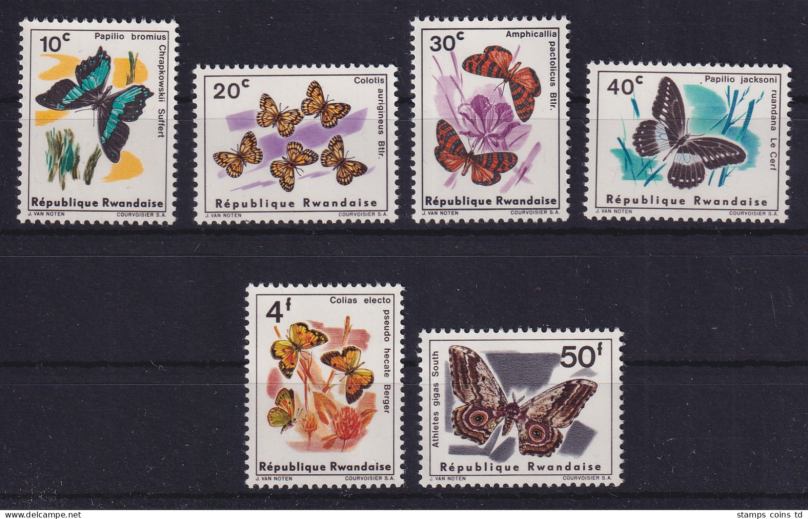 Ruanda 1965 Schmetterlinge Mi.-Nr. 119-124 A Postfrisch ** - Otros & Sin Clasificación