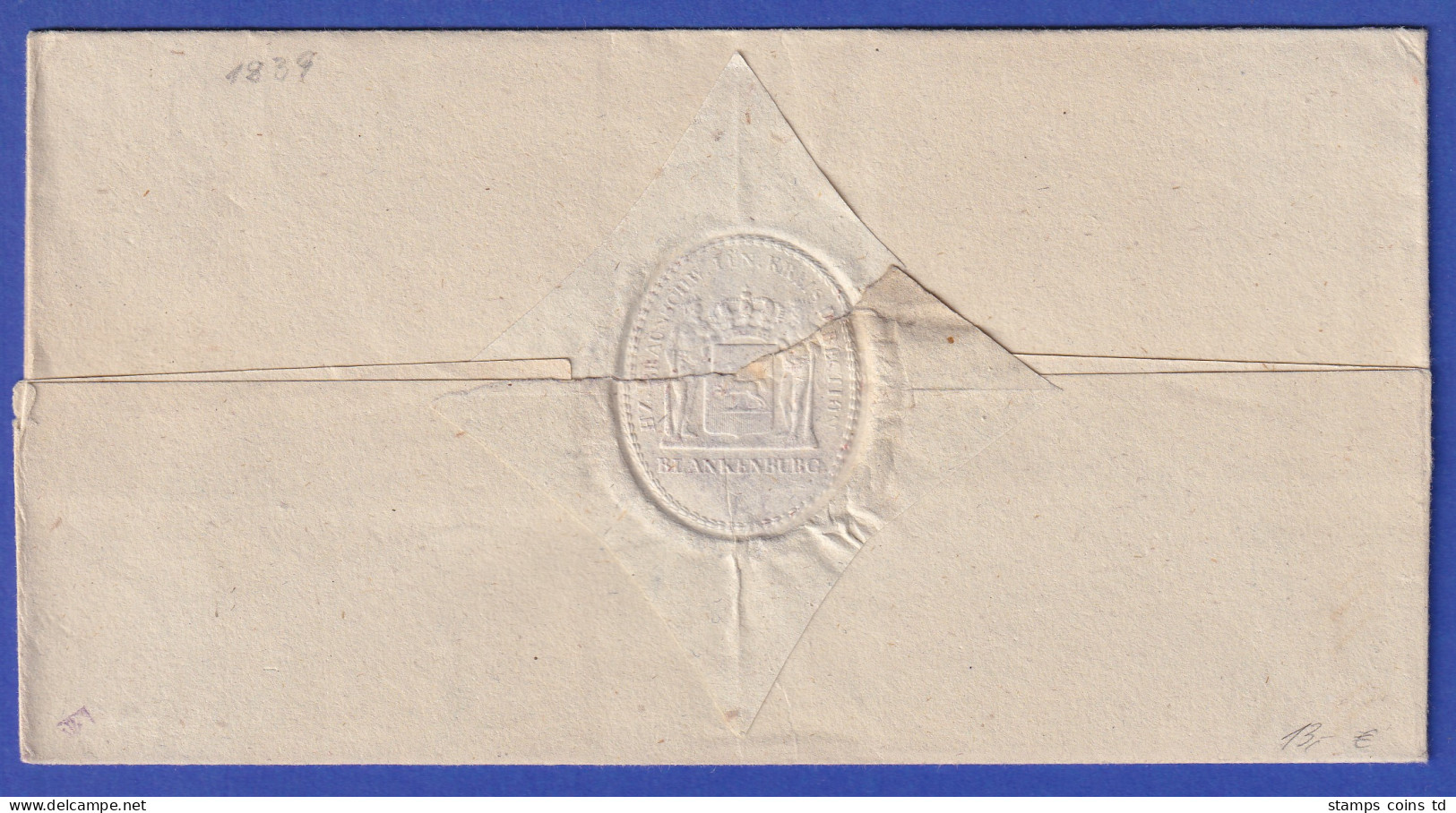 Braunschweig Dienstbrief Mit Rund-Stempel BLANKENBURG 1839 - Other & Unclassified