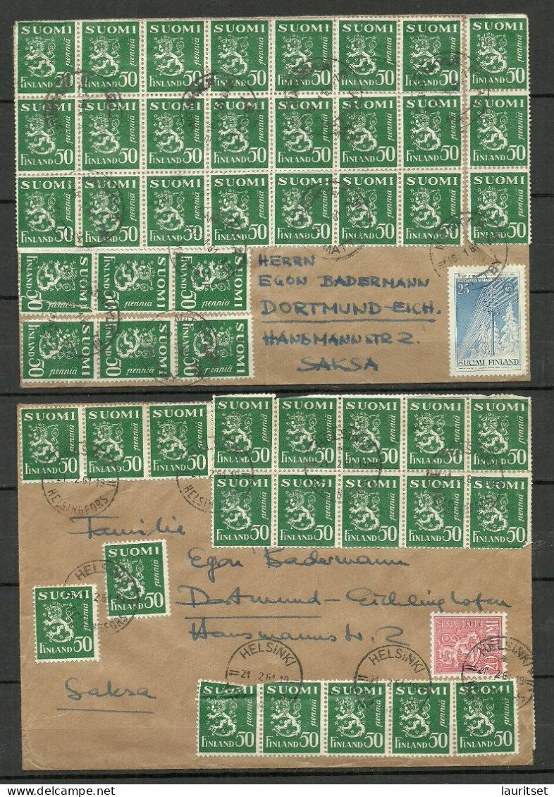 FINLAND FINNLAND 1961 - 2 Interesting Covers To Germany Dortmund With Many Stamps - Brieven En Documenten