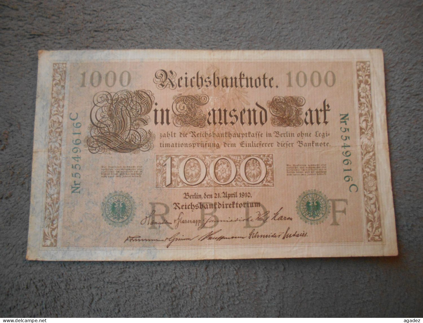 Ancien Billet De Banque Allemagne 1910  1000 Mark - 1.000 Mark