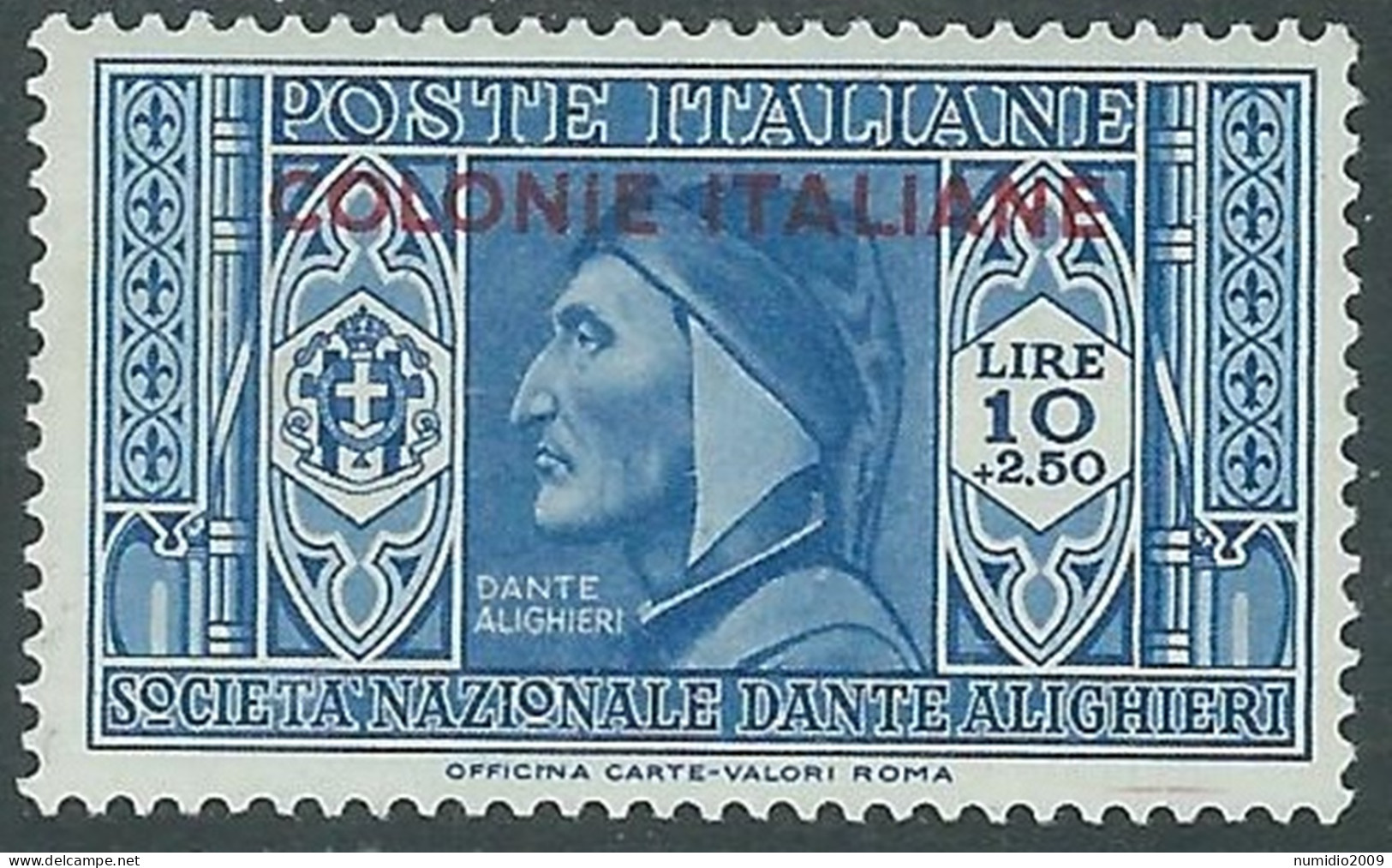 1932 EMISSIONI GENERALI DANTE 10 LIRE MH * - RA15-3 - Emissions Générales