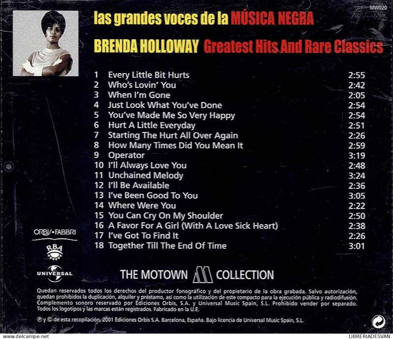 Las Grandes Voces De La Música Negra. Brenda Holloway - Greatest Hits And Rare Classics. CD - Jazz