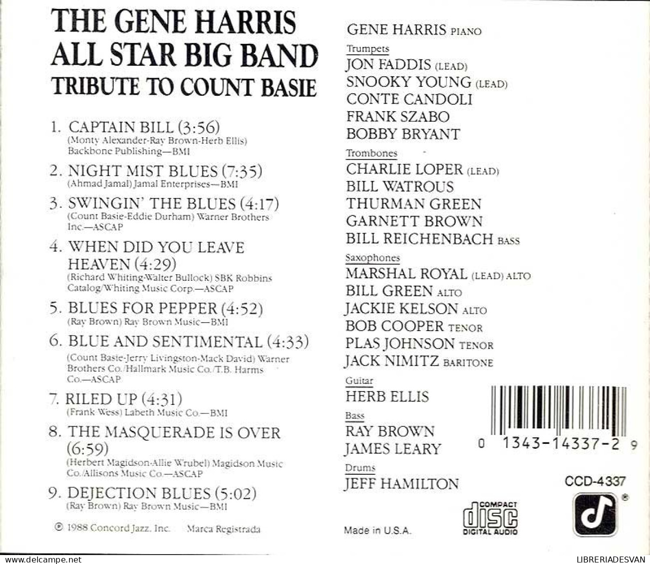 The Gene Harris All Star Big Band - Tribute To Count Basie. CD - Jazz