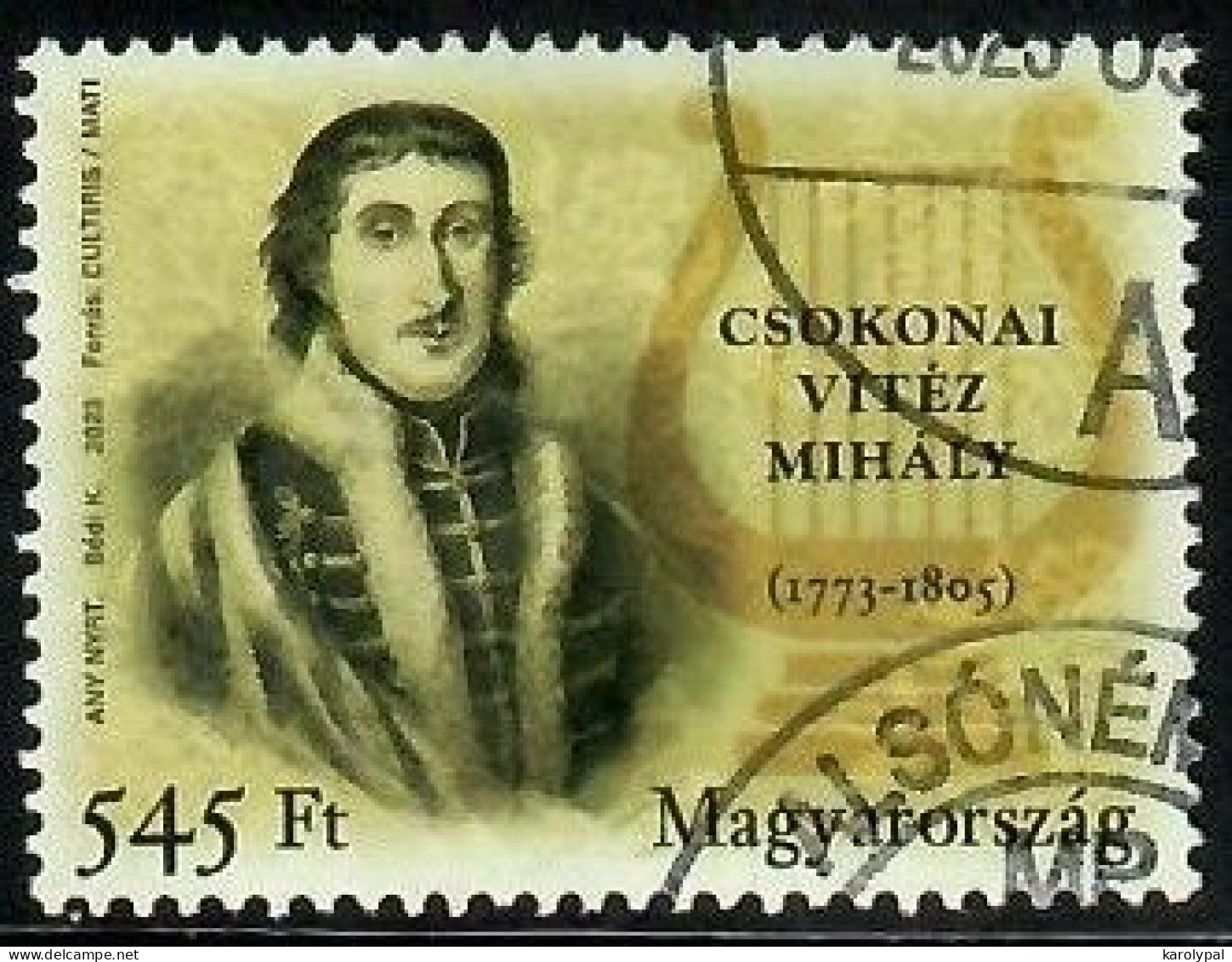 Hungary, 2023, Used,   Mihály Csokonai Vitéz, Poet, Mi. Nr.6317 - Oblitérés