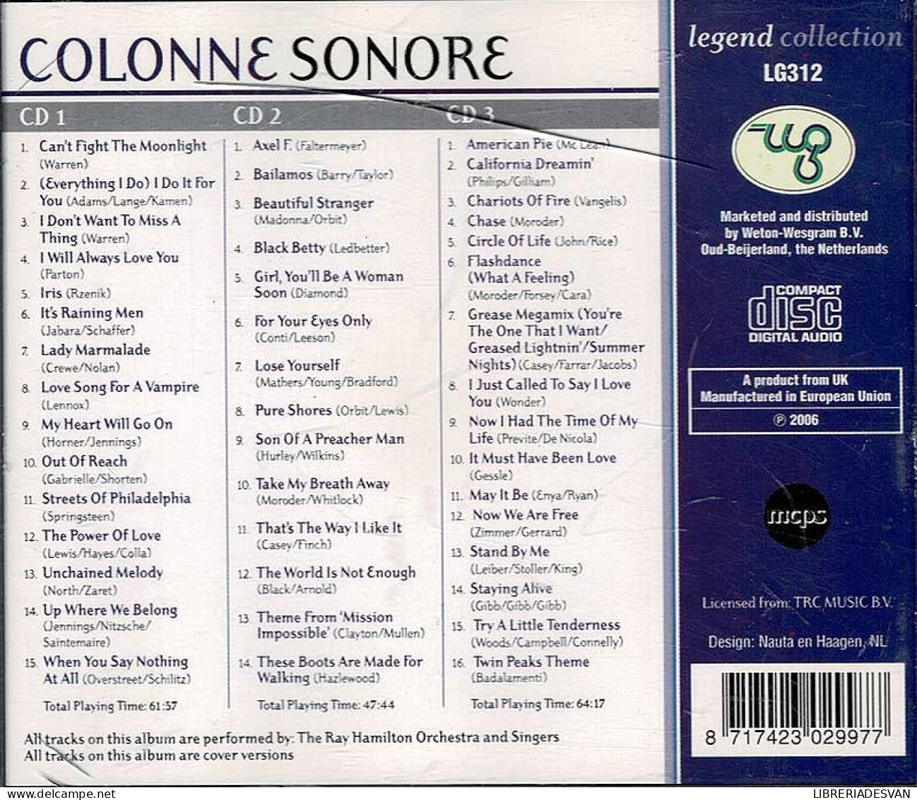Ray Hamilton Orchestra & Singers - Colonne Sonore Legend Collection. 3 X CD - Musique De Films