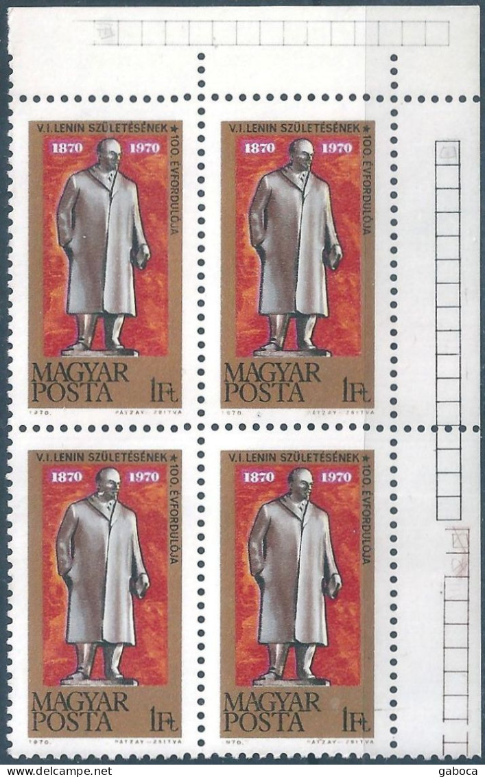 C5812 Hungary Lenin Art Statue Anniversary Quartblock MNH RARE - Lenin