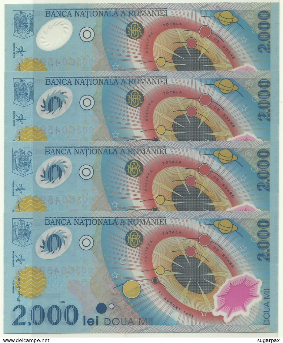 ROMANIA - 4 X 2.000 Lei - 1999 - Pick 111.a - Unc. - Série 003C - Total Solar ECLIPSE Commemorative POLYMER - 2000 - Rumänien