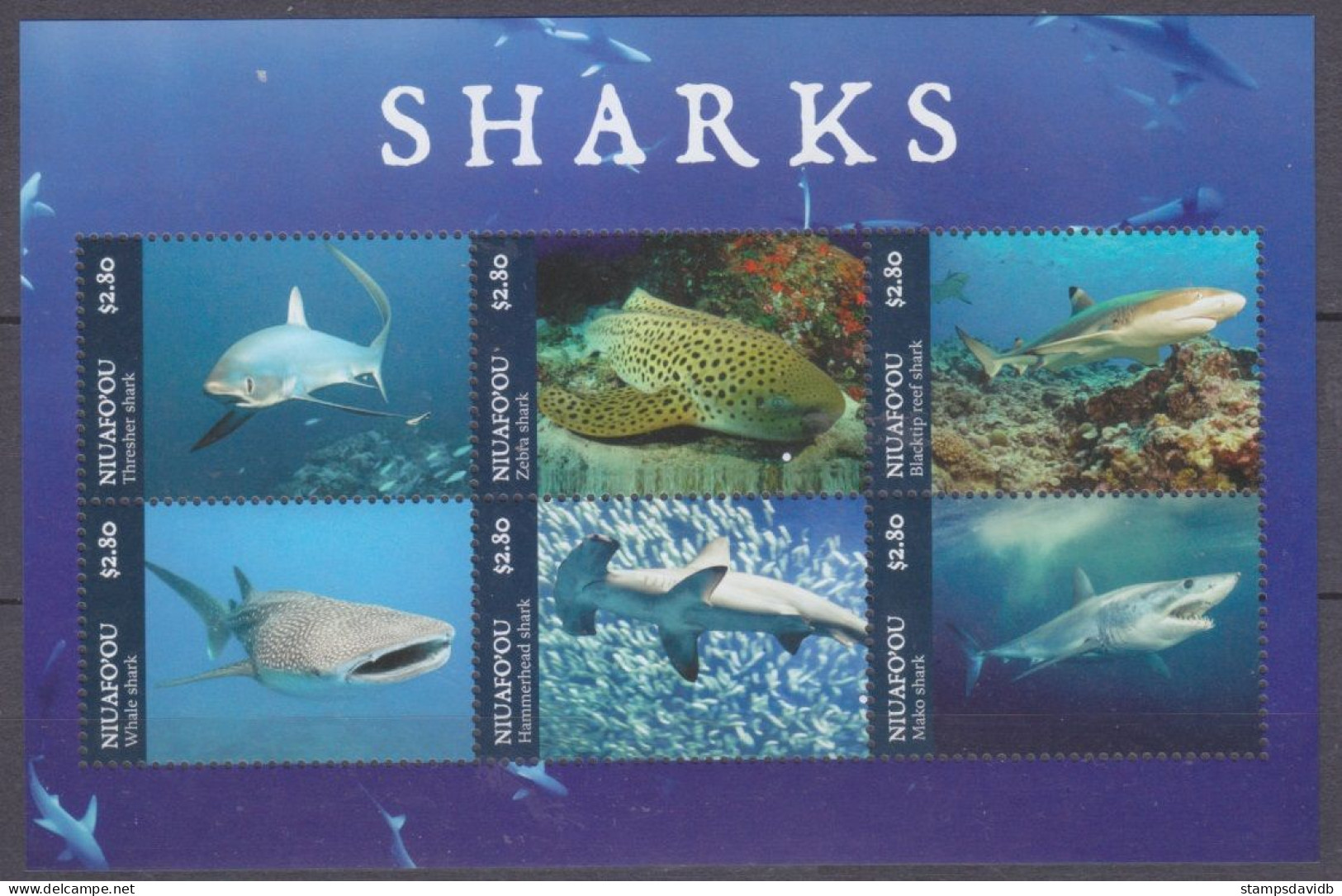 2019 Niuafo'ou 722-727/B85 Marine Fauna - Sharks 20,00 € - Dauphins