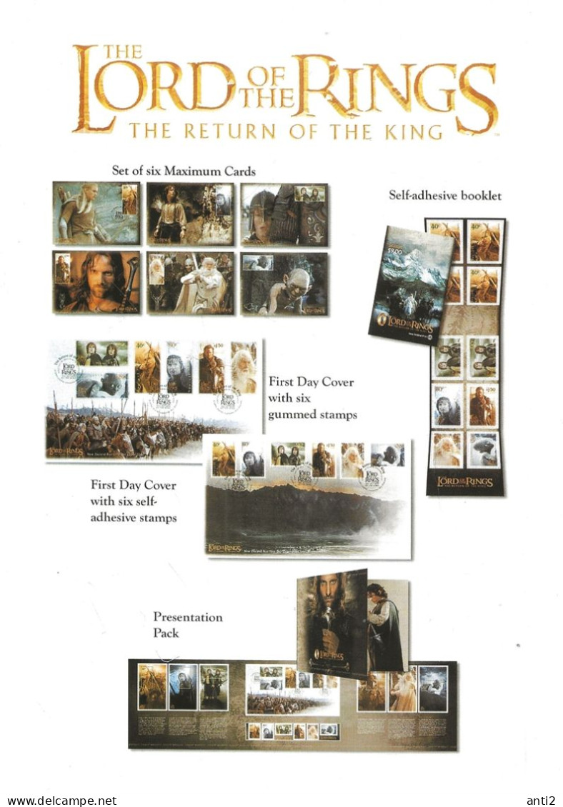 New Zealand 2003 Lord Of The Rings, Return Of The King Folder, ,, Mi 2130-2141  MNH,  FDC, Blocs, Sheets - Ungebraucht