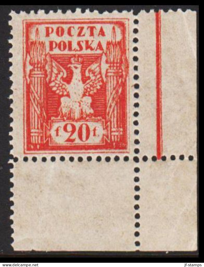 1922. Ostoberschlesien. Regular Issue 20 F Hinged. Corner Margin.  (Michel 3) - JF543411 - Silezië