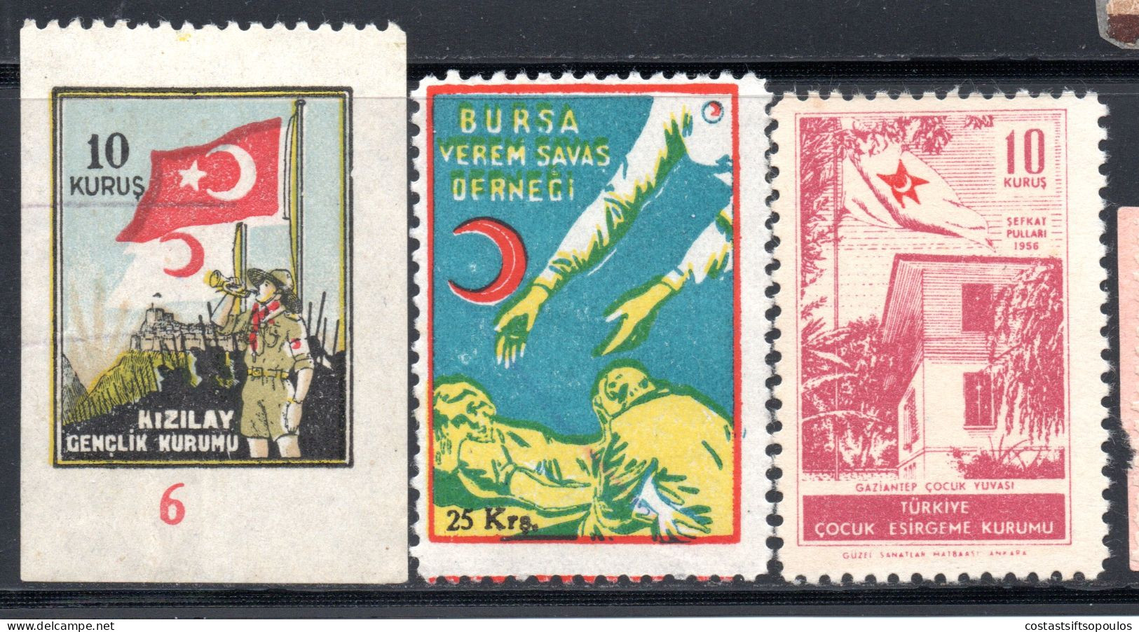 2662.TURKEY 3 VERY NICE CHARITY ST. LOT, FIRST 2 WITHOUT GUM,LAST MNH - Charity Stamps