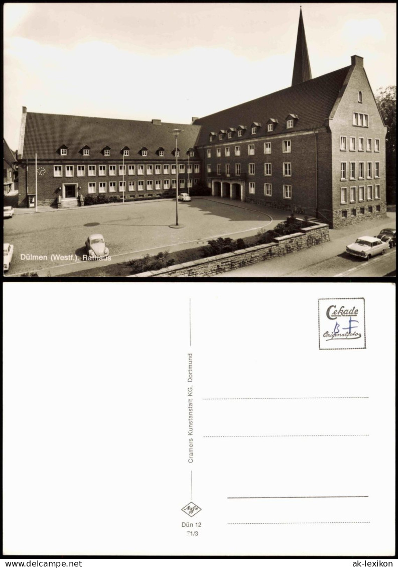 Ansichtskarte Dülmen Rathaus Strassen Partie Mit Autos, U.a. VW Käfer 1971 - Duelmen