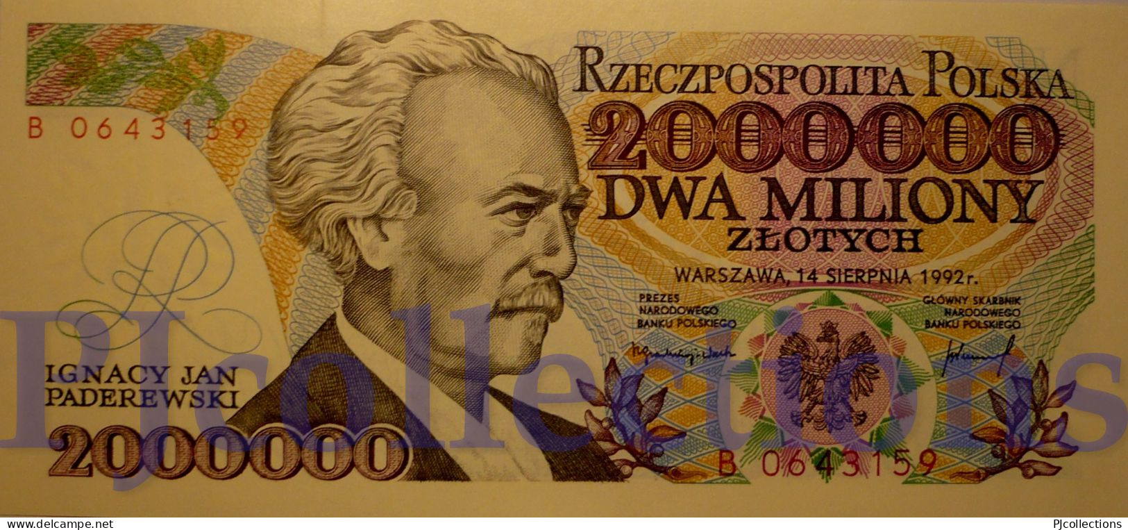 POLONIA - POLAND 2000000 ZLOTYCH 1992 PICK 158b UNC PREFIX "B" - Pologne