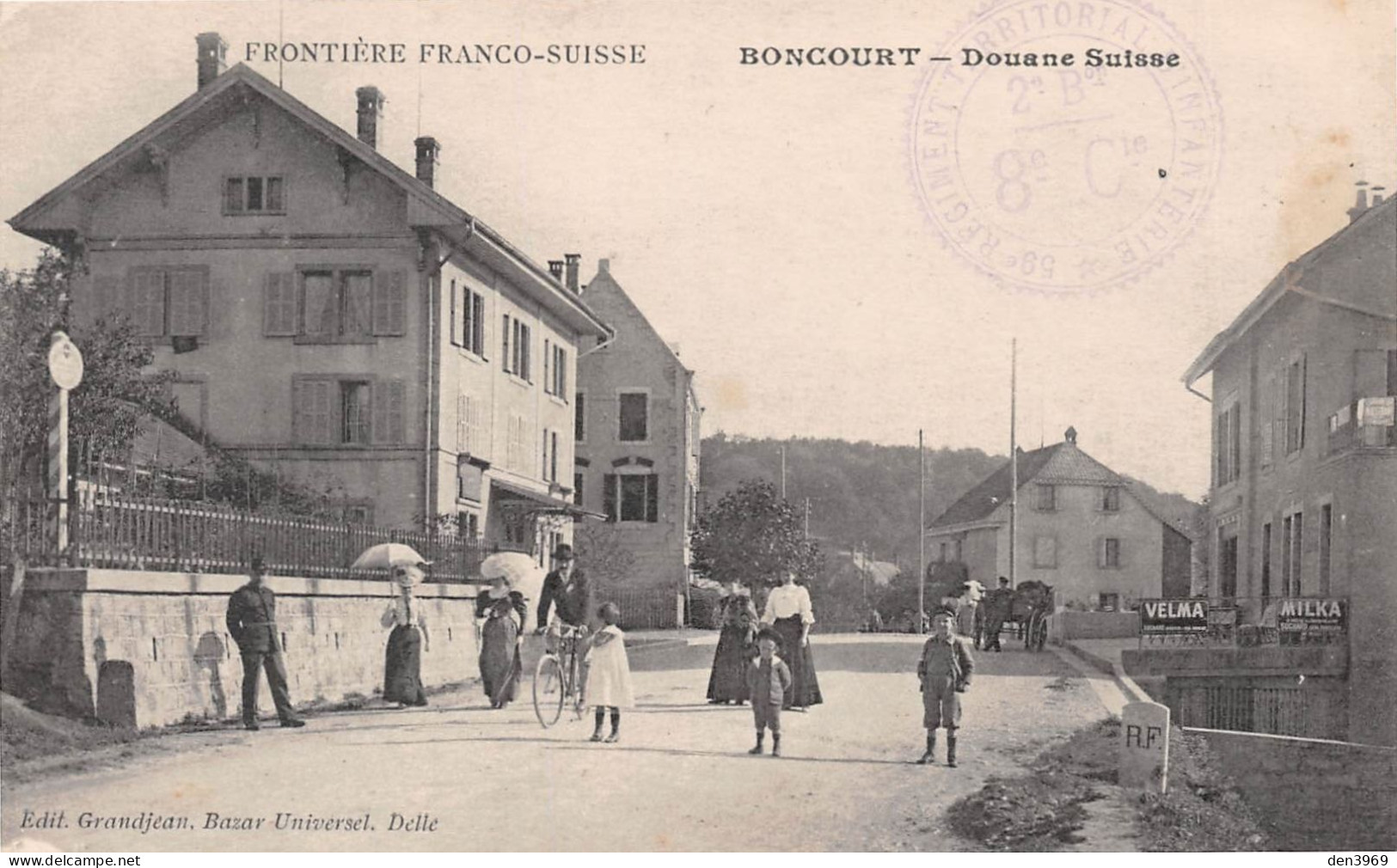 Suisse - JU - BONCOURT - Douane Suisse, Frontière - Cachet 59e Régiment Territorial D'Infanterie - Ecrit 1915 (2 Scans) - Boncourt