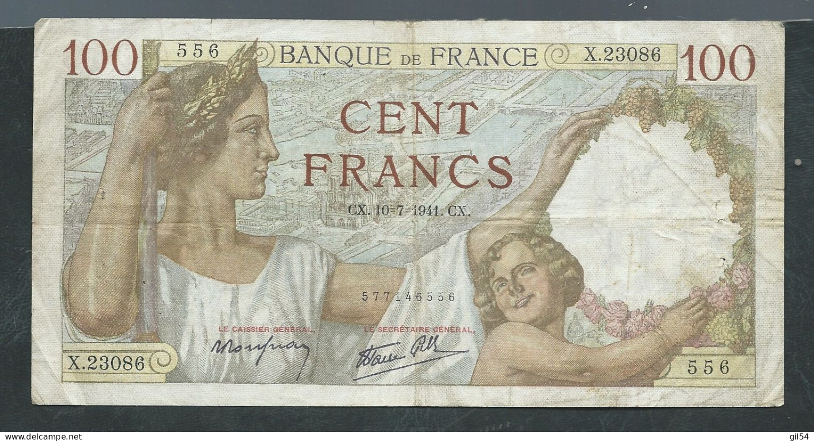 FRANCE  Billet 100 Francs SULLY - CX.10/07/1941.CX - -X.23086 556 - Laura 7120 - 100 F 1939-1942 ''Sully''