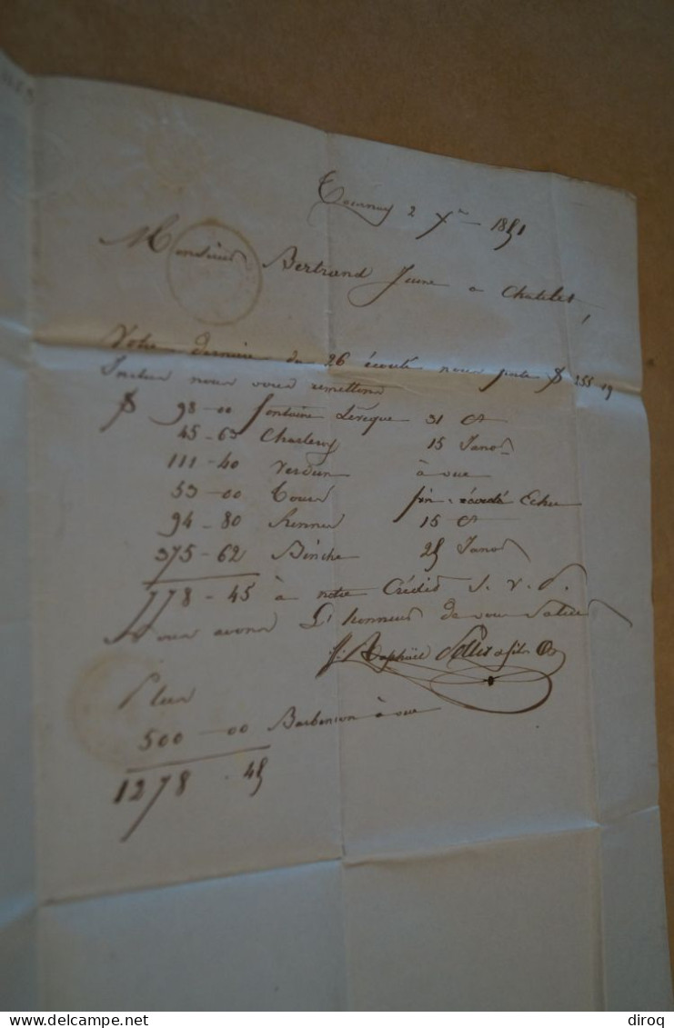 Bel Envoi,très Belle Oblitération Poste N° 120,Châtelineau Et Tournai 1851 - Balkenstempel: Ausladungen
