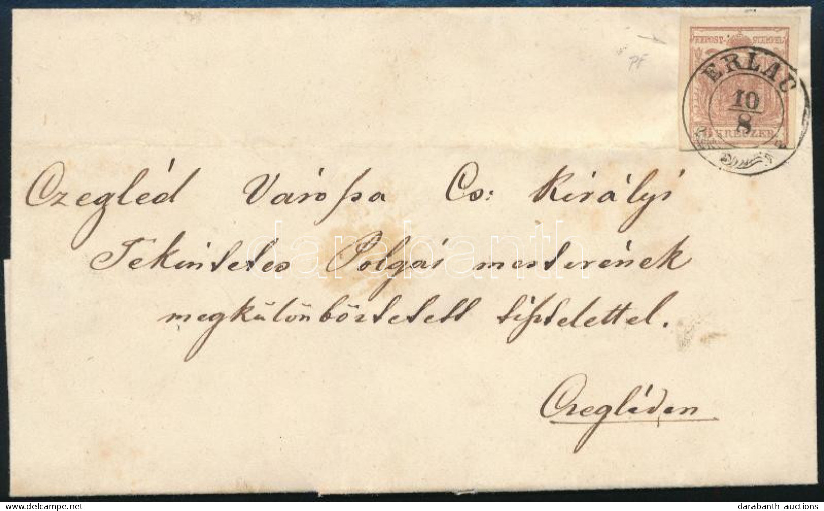 ~1850 Levél 6kr Bérmentesítéssel "ERLAU" - "CZEGLÉD" - Autres & Non Classés