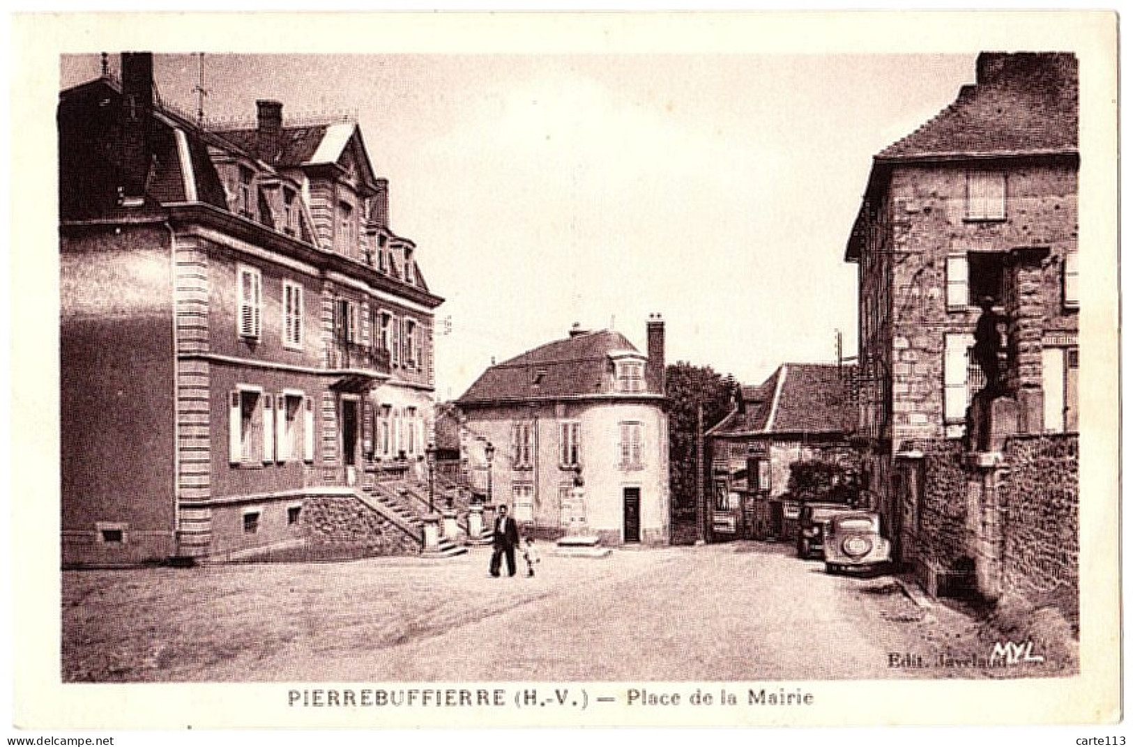 87 - B21974CPA - PIERRE BUFFIERE -PIERREBUFFIERRE - Place De La Mairie - Parfait état - HAUTE-VIENNE - Pierre Buffiere