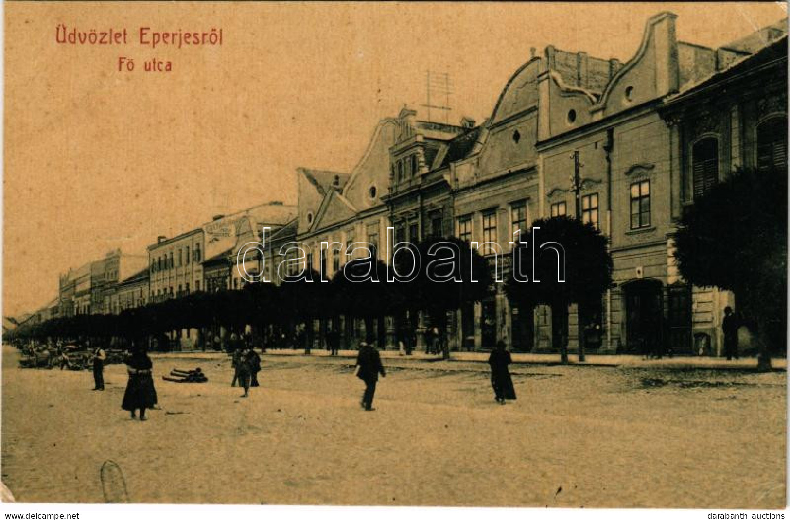 T2/T3 1907 Eperjes, Presov; Fő Utca, Cattarino Sndor Papír üzlete. (W.L. ?) No 614. / Main Street, Shops (EK) - Ohne Zuordnung