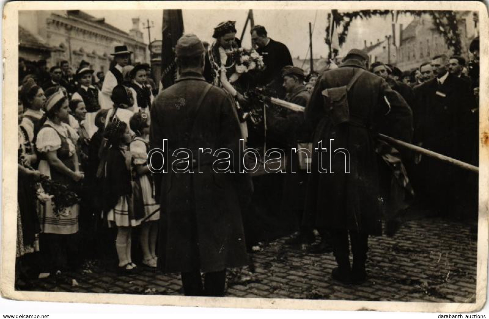 T2/T3 1938 Galánta, Galanta; Bevonulás, Országzászló Avatás. Hátoldalon Magyar Szalag / Entry Of The Hungarian Troops, H - Ohne Zuordnung