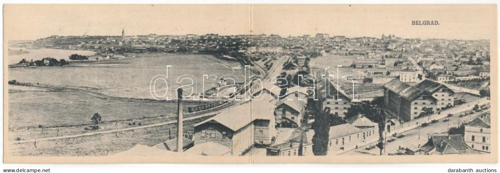 ** T2/T3 Beograd, Belgrad; General View, Railway Station, Trains, 2-tiled Folding Panoramacard - Unclassified