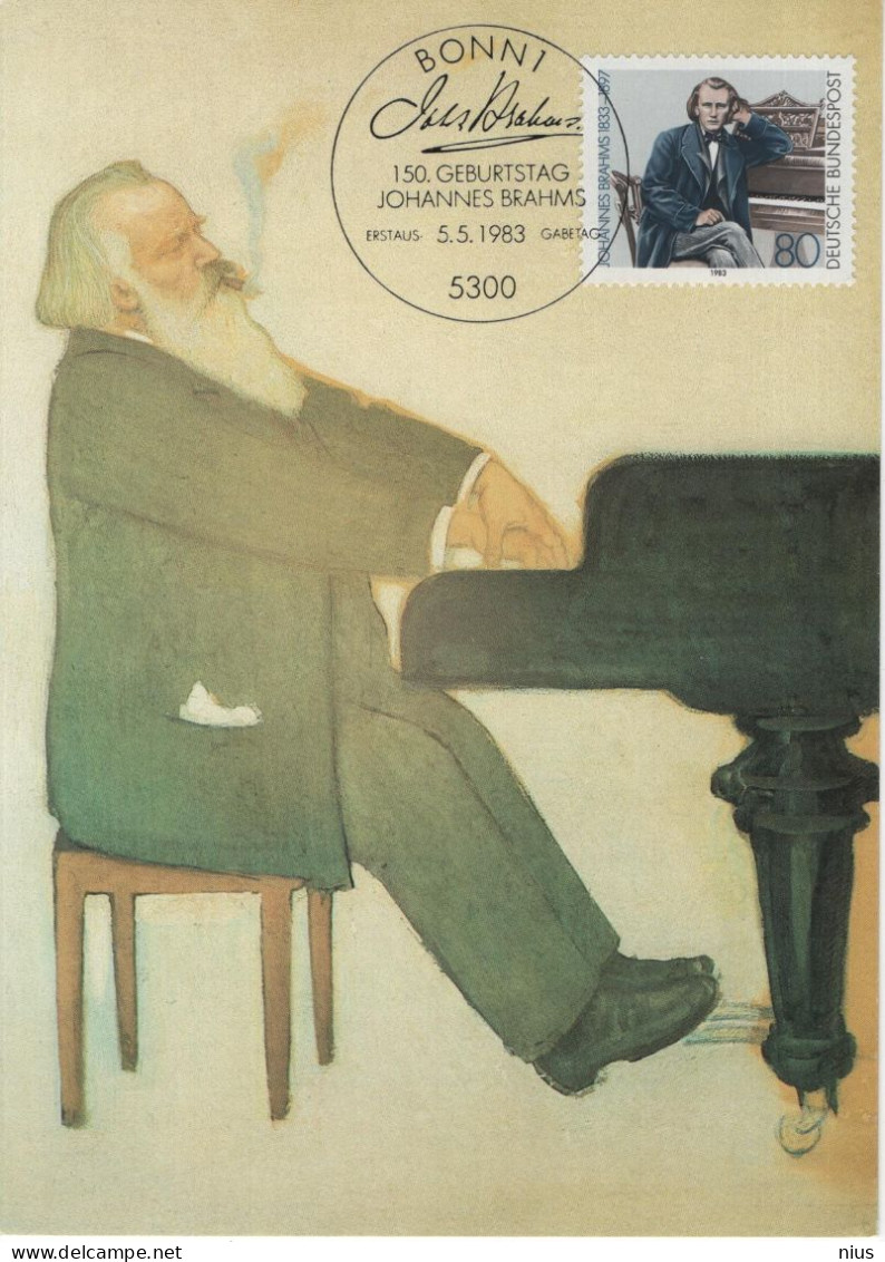 Germany Deutschland 1983 Maximum Card, Johannes Brahms, Composer Compositeur Music Musique Musik, Canceled In Bonn - 1981-2000