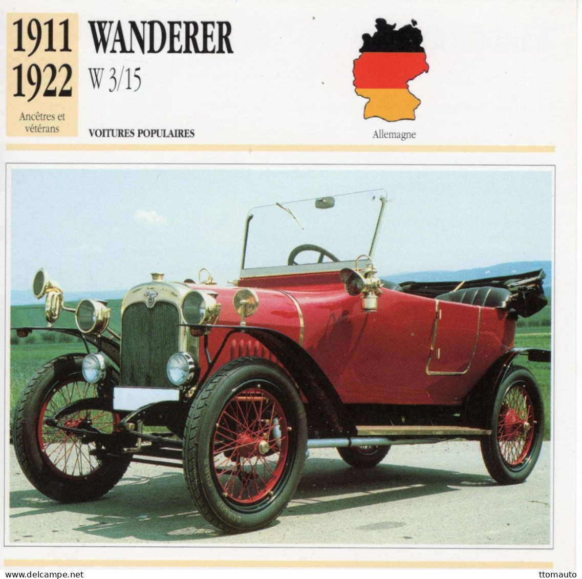 Wanderer W 3/15  -  1920  - Voiture Populaire -  Fiche Technique Automobile (D) - Voitures