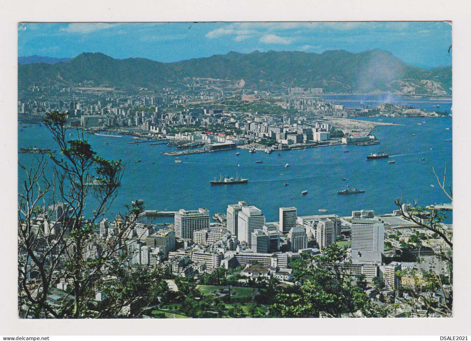 HONG KONG General View, Vintage 1970s Photo Postcard RPPc With Topic Stamp 65c. Flowers Sent To Bulgaria (649) - Lettres & Documents