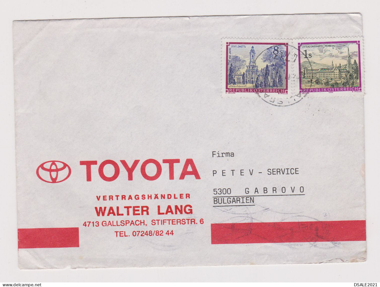 AUSTRIA Österreich 1980s TOYOTA Car Commerce Cover With 8S+1S Definitive Stamps Sent To Bulgaria (858) - Brieven En Documenten